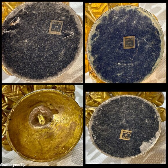 🆕VTG▪️Mid-Century Set of 4 Heavy Brass Pine Cone Taper Candle Holders - Picture 6 of 10